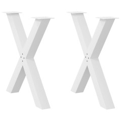 vidaXL Esstischbeine X-Form 2 Stk. Weiß 80x(72-73) cm Stahl