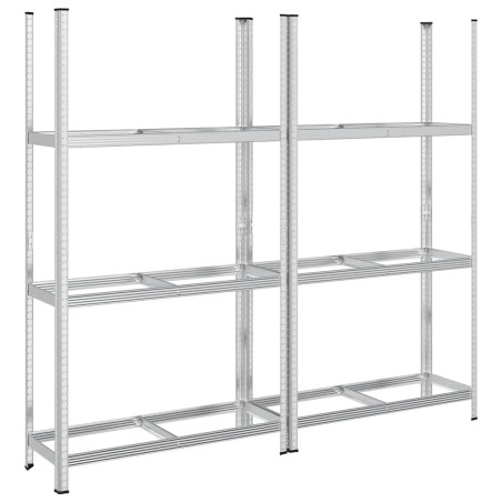 vidaXL Reifenregale mit 3 Böden 2 Stk. Silbern 110x40x200 cm Stahl