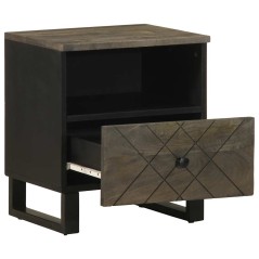 vidaXL Nachttisch Schwarz 40x33x46 cm Massivholz Mango