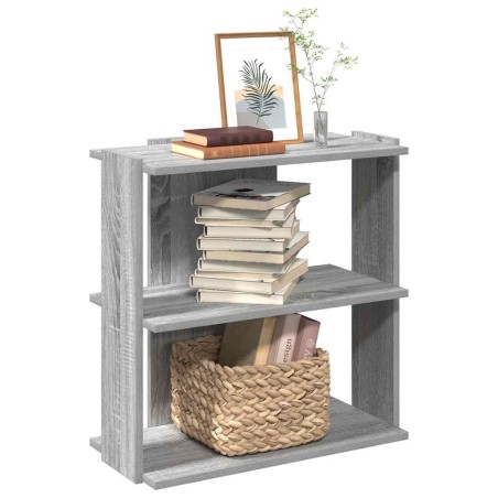 vidaXL Bücherregal 3 Böden Grau Sonoma 60x30x60 cm Holzwerkstoff