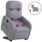 vidaXL Elektrischer Massagesessel mit Aufstehhilfe Hellgrau Stoff