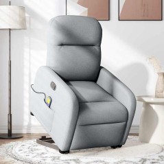vidaXL Elektrischer Massagesessel mit Aufstehhilfe Hellgrau Stoff