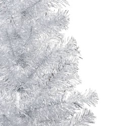 Künstlicher Weihnachtsbaum mit LEDs & Kugeln Silbern 210 cm PET