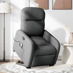 vidaXL Massagesessel mit Aufstehhilfe Dunkelgrau Stoff