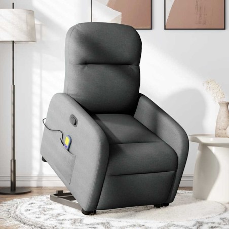 vidaXL Massagesessel mit Aufstehhilfe Dunkelgrau Stoff