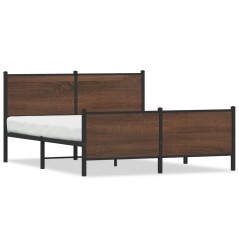 vidaXL Metallbett ohne Matratze Braun Eichen-Optik 140x190 cm