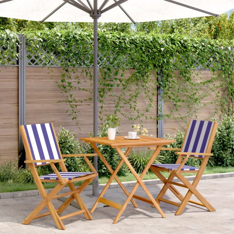 vidaXL 3-tlg. Bistro-Set Blau und Weiß Stoff und Massivholz vidaXL 3-tlg. Bistro-Set Blau und Weiß Stoff und Massivholz