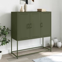 vidaXL Sideboard Olivgrün 100,5x39x107 cm Stahl