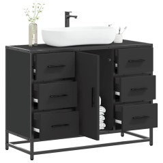 vidaXL Waschbeckenunterschrank Schwarz 80x33x60 cm Holzwerkstoff