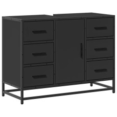 vidaXL Waschbeckenunterschrank Schwarz 80x33x60 cm Holzwerkstoff