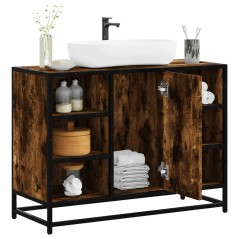 vidaXL Waschbeckenunterschrank Räuchereiche 80x33x60 cm Holzwerkstoff