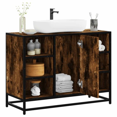 vidaXL Waschbeckenunterschrank Räuchereiche 80x33x60 cm Holzwerkstoff