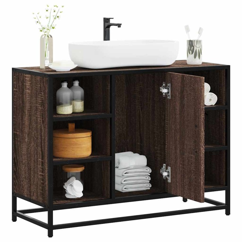 vidaXL Waschbeckenunterschrank Braun Eichen-Optik 80x33x60 cm vidaXL Waschbeckenunterschrank Braun Eichen-Optik 80x33x60 cm