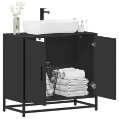 vidaXL Waschbeckenunterschrank Schwarz 65x33x60 cm Holzwerkstoff
