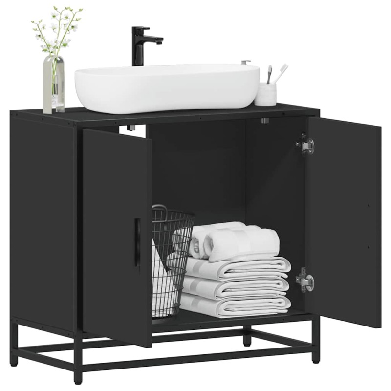 vidaXL Waschbeckenunterschrank Schwarz 65x33x60 cm Holzwerkstoff vidaXL Waschbeckenunterschrank Schwarz 65x33x60 cm Holzwerkstoff