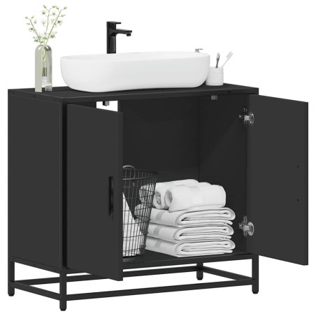 vidaXL Waschbeckenunterschrank Schwarz 65x33x60 cm Holzwerkstoff