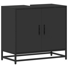 vidaXL Waschbeckenunterschrank Schwarz 65x33x60 cm Holzwerkstoff