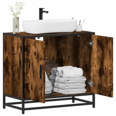 vidaXL Waschbeckenunterschrank Räuchereiche 65x33x60 cm Holzwerkstoff
