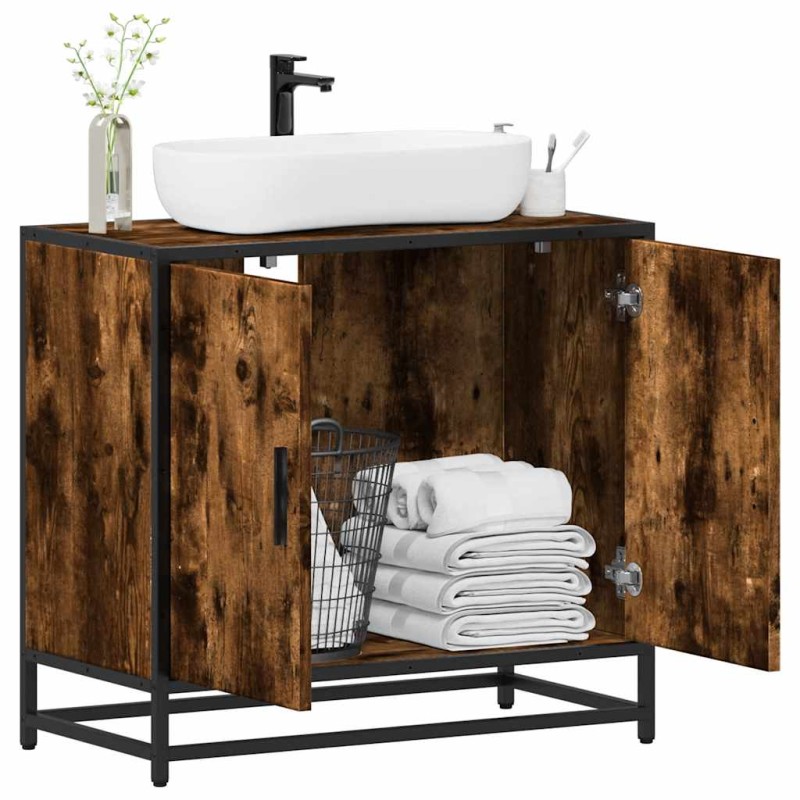 vidaXL Waschbeckenunterschrank Räuchereiche 65x33x60 cm Holzwerkstoff vidaXL Waschbeckenunterschrank Räuchereiche 65x33x60 cm Holzwerkstoff