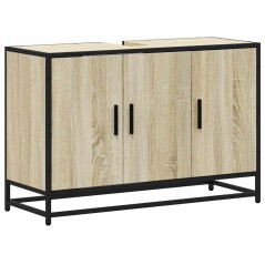 vidaXL Waschbeckenunterschrank Sonoma-Eiche 90x33x60 cm Holzwerkstoff