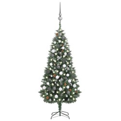 Künstlicher Weihnachtsbaum mit LEDs, Kugeln & Zapfen 180 cm