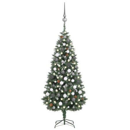 Künstlicher Weihnachtsbaum mit LEDs, Kugeln & Zapfen 180 cm