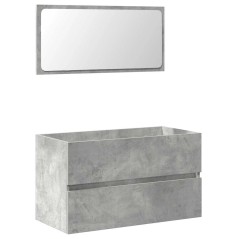 vidaXL Badschrank mit Spiegel Betongrau Holzwerkstoff