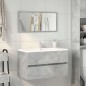 vidaXL Badschrank mit Spiegel Betongrau Holzwerkstoff vidaXL Badschrank mit Spiegel Betongrau Holzwerkstoff