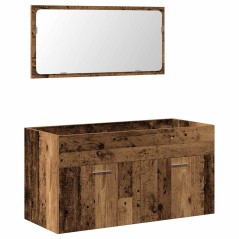 vidaXL Badschrank mit Spiegel Altholz-Optik Holzwerkstoff