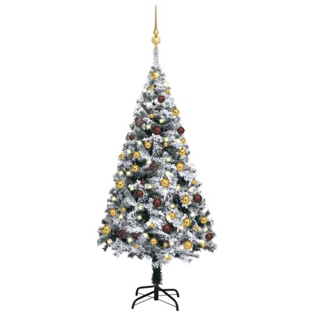 Künstlicher Weihnachtsbaum mit LEDs & Kugeln Grün 120 cm