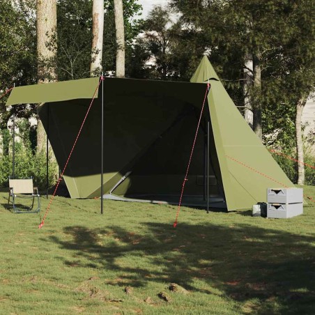 vidaXL Tipi-Familienzelt 6 Personen Olivgrün Wasserdicht