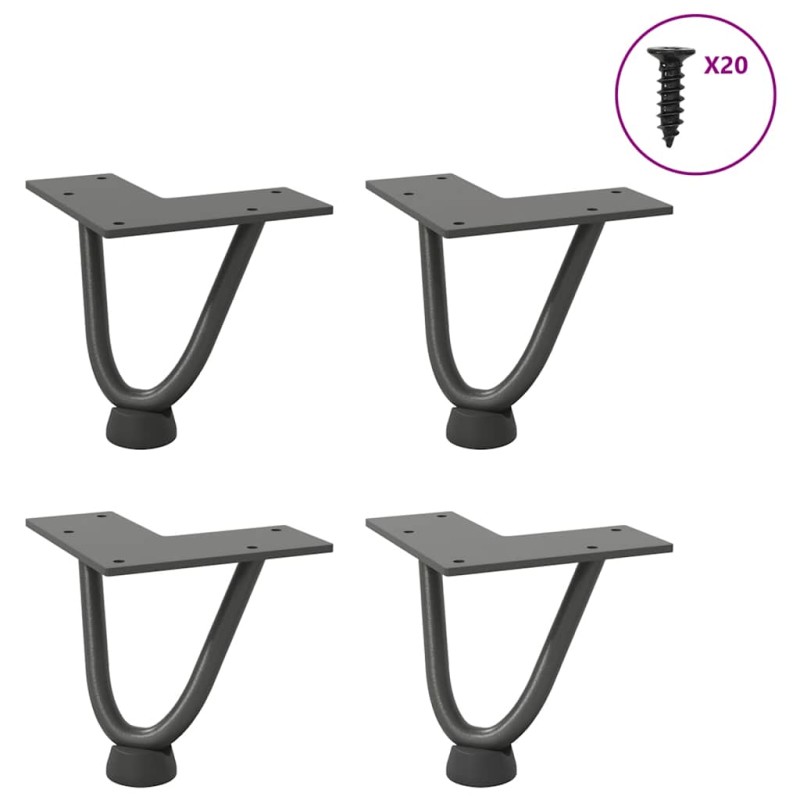 vidaXL Haarnadelbeine 4 Stk. Anthrazit 10 cm Massivstahl vidaXL Haarnadelbeine 4 Stk. Anthrazit 10 cm Massivstahl