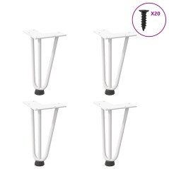 vidaXL Haarnadelbeine 4 Stk. Weiß 20 cm Massivstahl