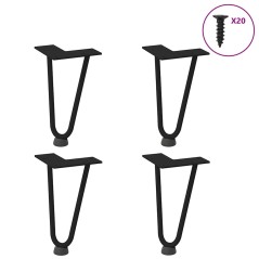 vidaXL Haarnadelbeine 4 Stk. Schwarz 20 cm Massivstahl