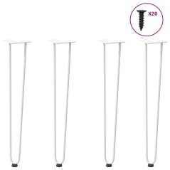 vidaXL Haarnadelbeine 4 Stk. Weiß 72 cm Massivstahl