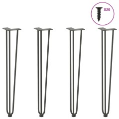 vidaXL Haarnadelbeine 4 Stk. Anthrazit 72 cm Massivstahl