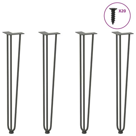 vidaXL Haarnadelbeine 4 Stk. Anthrazit 72 cm Massivstahl