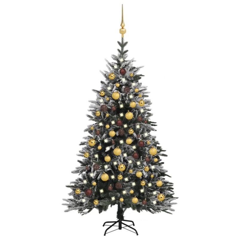 Künstlicher Weihnachtsbaum LEDs & Kugeln Beschneit 150cm PVC PE Künstlicher Weihnachtsbaum LEDs & Kugeln Beschneit 150cm PVC PE