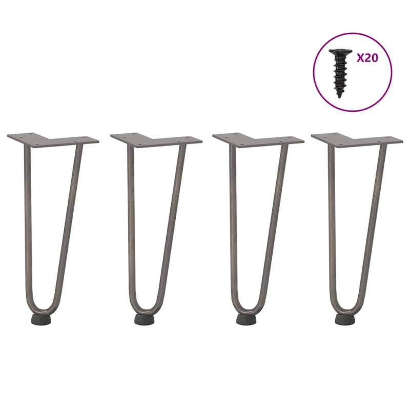 vidaXL Haarnadelbeine 4 Stk. Naturstahl 30 cm Massivstahl vidaXL Haarnadelbeine 4 Stk. Naturstahl 30 cm Massivstahl