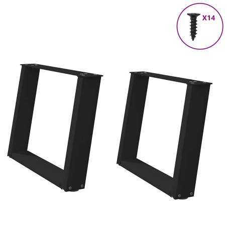 vidaXL Couchtischbeine U-Form 2 Stk. Schwarz 60x(42-43) cm Stahl
