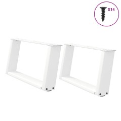 vidaXL Couchtischbeine U-Form 2 Stk. Weiß 60x(30-31) cm Stahl