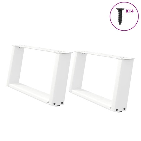 vidaXL Couchtischbeine U-Form 2 Stk. Weiß 60x(30-31) cm Stahl
