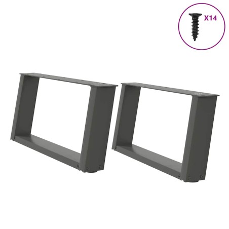 vidaXL Couchtischbeine U-Form 2 Stk. Anthrazit 70x(30-31) cm Stahl