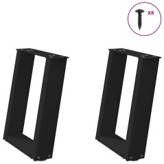 vidaXL Couchtischbeine U-Form 2 Stk. Schwarz 28x(42-43) cm Stahl