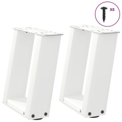 vidaXL Couchtischbeine U-Form 2 Stk. Weiß 30x(30-31) cm Stahl