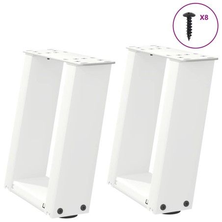 vidaXL Couchtischbeine U-Form 2 Stk. Weiß 30x(30-31) cm Stahl
