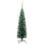 Künstlicher Weihnachtsbaum Schlank mit LEDs & Kugeln Grün 150cm Künstlicher Weihnachtsbaum Schlank mit LEDs & Kugeln Grün 150cm