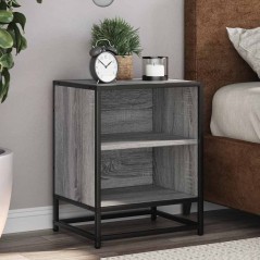 vidaXL Nachttische 2 Stk. Grau Sonoma 40x31x50 cm Holzwerkstoff Metall