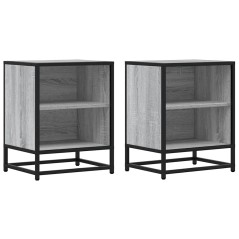 vidaXL Nachttische 2 Stk. Grau Sonoma 40x31x50 cm Holzwerkstoff Metall