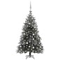Künstlicher Weihnachtsbaum Schnee LEDs & Kugeln 150 cm PVC & PE Künstlicher Weihnachtsbaum Schnee LEDs & Kugeln 150 cm PVC & PE